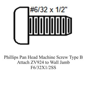 Picture of Phillips Pan Head Machine Screw Type B- Attach ZV924 to Wall Jamb-F6/32X1/2SS