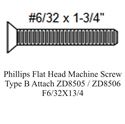 Picture of Phillips Flat Head Machine Screw Type B- Attach ZD8505 / ZD8506-F6/32X13/4