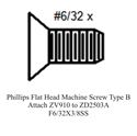 Picture of Phillips Flat Head Machine Screw Type B- Attach ZV910 to ZD2503A-F6/32X3/8SS