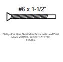 Picture of Phillips Flat Head Sheet Metal Screw with Lead Point Attach  ZD8503 / ZD8507 / ZTE7201-F6X11/2