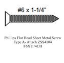 Picture of Phillips Flat Head Sheet Metal Screw Type A- Attach ZSS4104-F6X11/4CH