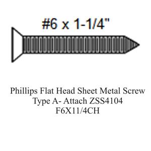 Picture of Phillips Flat Head Sheet Metal Screw Type A- Attach ZSS4104-F6X11/4CH