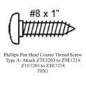 Picture of Phillips Pan Head Course Thread Screw Type A- Attach ZTE1203 to ZTE1216 / ZTE7203 to ZTE7218-F8X1