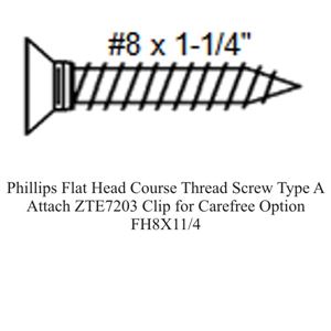 Picture of Phillips Flat Head Course Thread Screw Type A Attach ZTE7203 Clip for Carefree Option-FH8X11/4